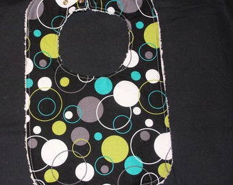 Infant Bib - Lagoon Hoopla Dot Infant Bib with Chenille Back - Toddler and Baby Bib for Feeding and Burping - Baby Shower Gift