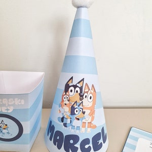 Blauwe Pom Pom Verjaardagshoed