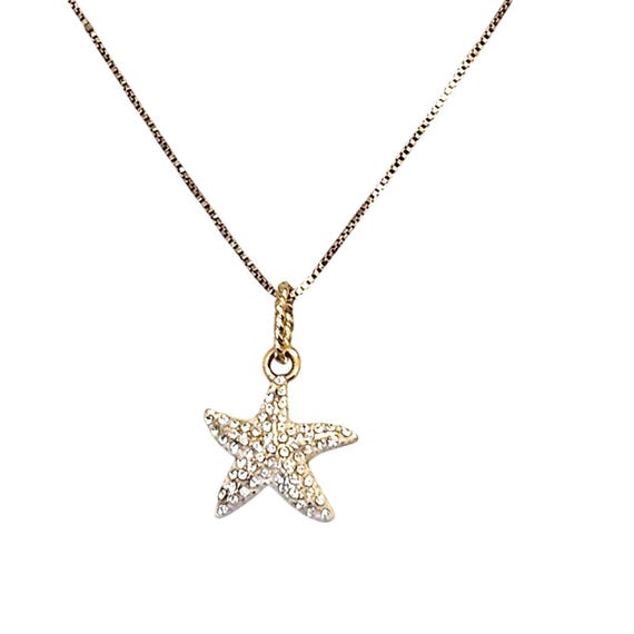 Swarovski Starfish Necklace Pendant 16” Gold Vermeil Chain