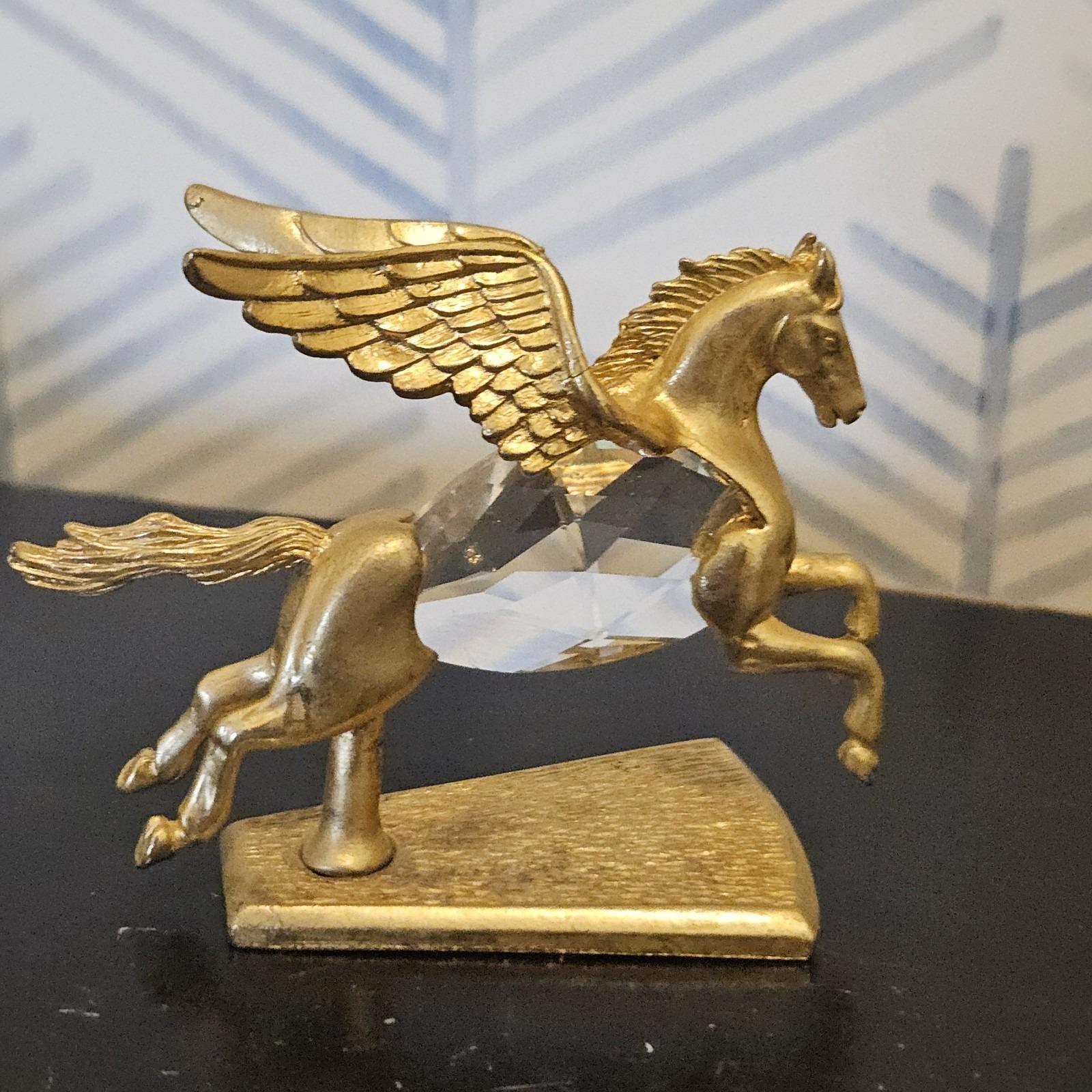 Manon 1984 Gold Plated & Crystalペガサス Vintage Manon 1984 Gold Tone & Clear Crystal Miniature Pegasus