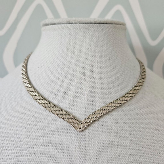 Vintage Italy Sterling Silver Italian V-Shaped Di… - image 1