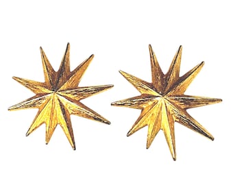 Vintage 60s Gold Tone Starburst Clip On Earrings