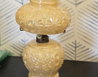 Antique Daisy & Button Miniature Irredescent Milk Glass Floral Embossed Oil Lamp