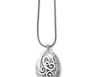 Brighton Mingle Silver Plated Tone Scroll Filigree Pendant 18" Necklace
