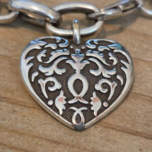 Brighton Silver Plated Cordoba Heart Charm 8" Chain Link Bracelet image 3