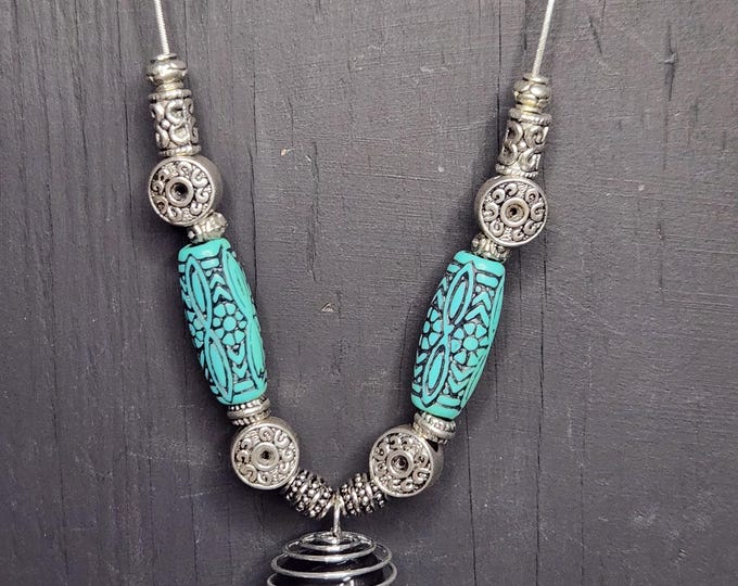 Beaded Obsidian "Apache Tear" Tumbled Necklace