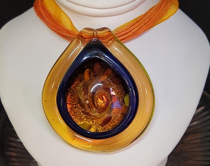 ORANGE Glass Pendant Necklace