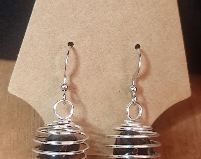 Obsidian "Apache Tears" Tumbled Earrings from Arizona