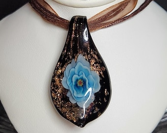 BROWN Glass Pendant Necklace