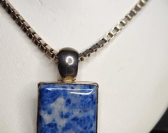 Sodalite Minimalist Silver Necklace