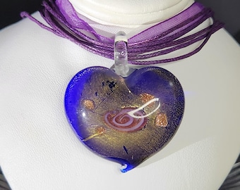 PURPLE Glass Pendant Necklace