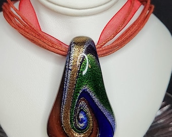 RED Glass Pendant Necklace