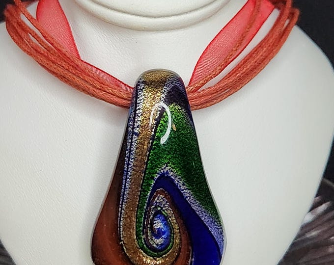 RED Glass Pendant Necklace