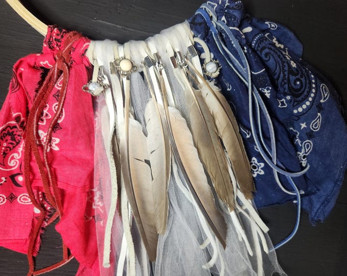 BOHO Patriotic Feather Hanging Decor
