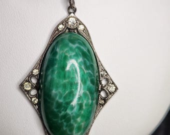 Antique Green Glass Necklace