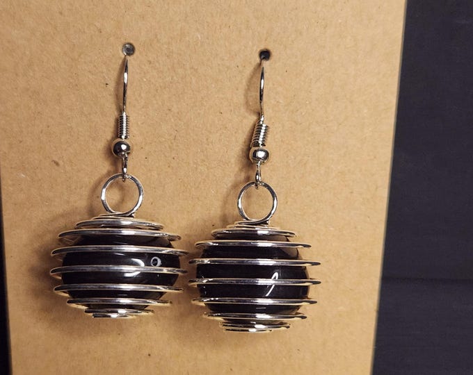 Large Obsidian "Apache Tears" Tumbled Earrings from Arizona