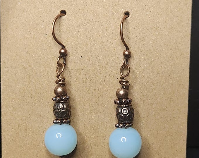 Blue bead Copper Earrings