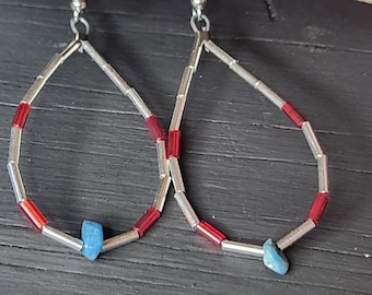 NATIVE inspired silver and color beaded Earrings from Arizona