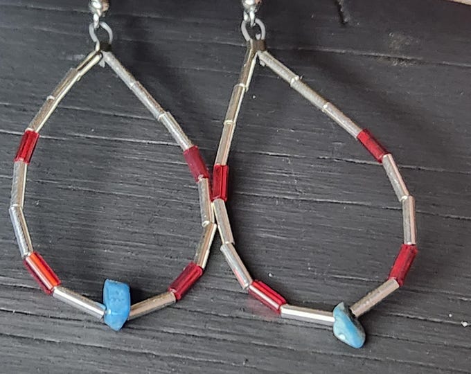 NATIVE inspired silver and color beaded Earrings from Arizona