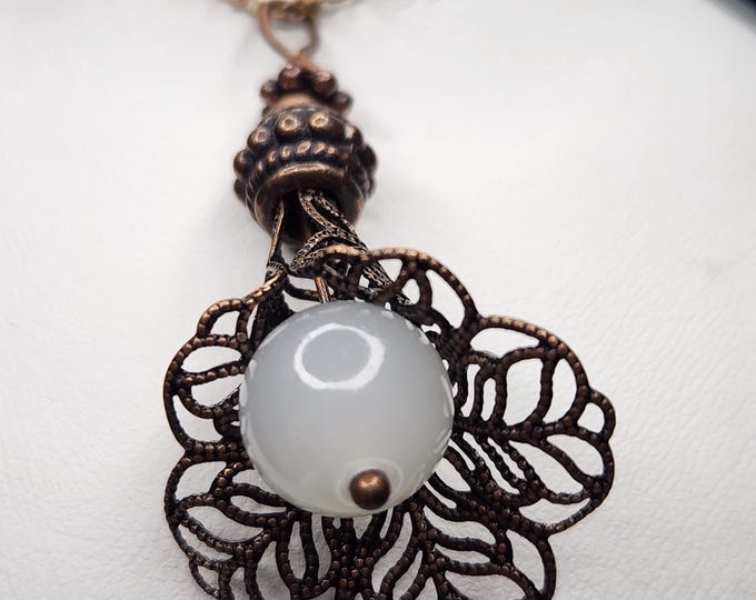 White bead Copper Necklace