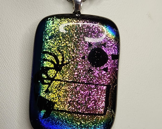 KOKOPELLI Dichroic Glass Pendant Necklace