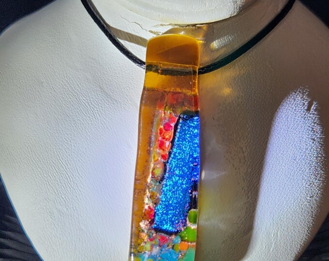Long RECTANGLE Glass Pendant Necklace