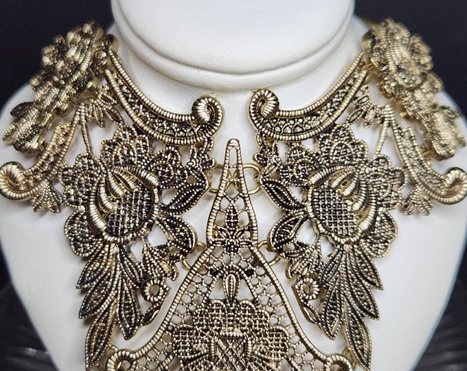 Antique BRASS Collar/Bib Necklace