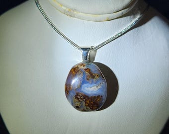 HANDMADE Moss Agate Silver Necklace