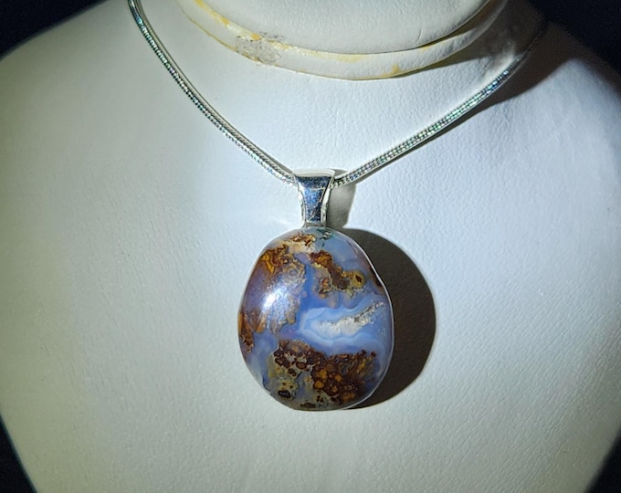 HANDMADE Moss Agate Silver Necklace