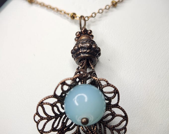 Blue bead Copper Necklace