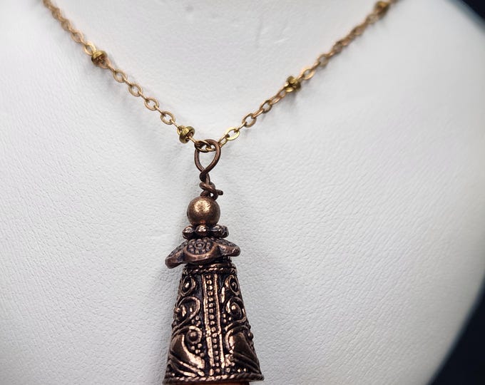 Orange bead Copper Necklace