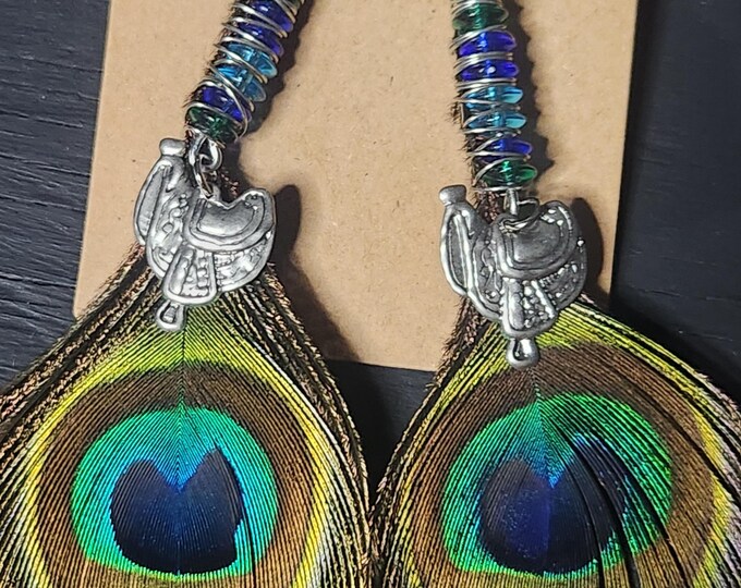 Country PEACOCK Feather Earrings from Arizona