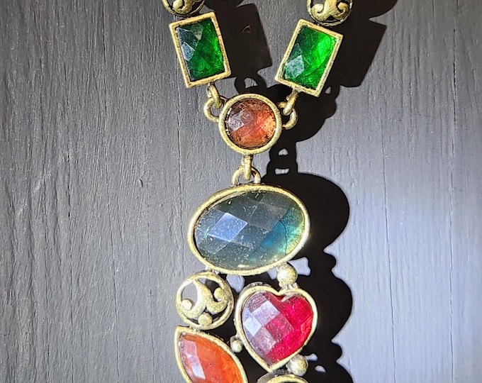 Vintage Milti Rhinestone Gold Necklace