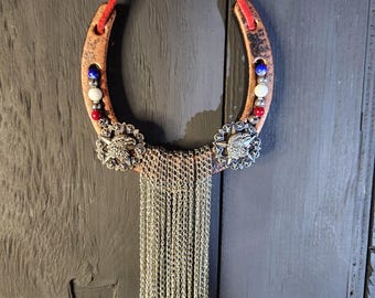 HANGING Patriotic LUCKY Horseshoe