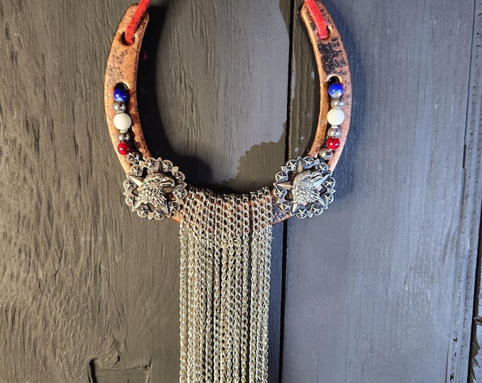 HANGING Patriotic LUCKY Horseshoe