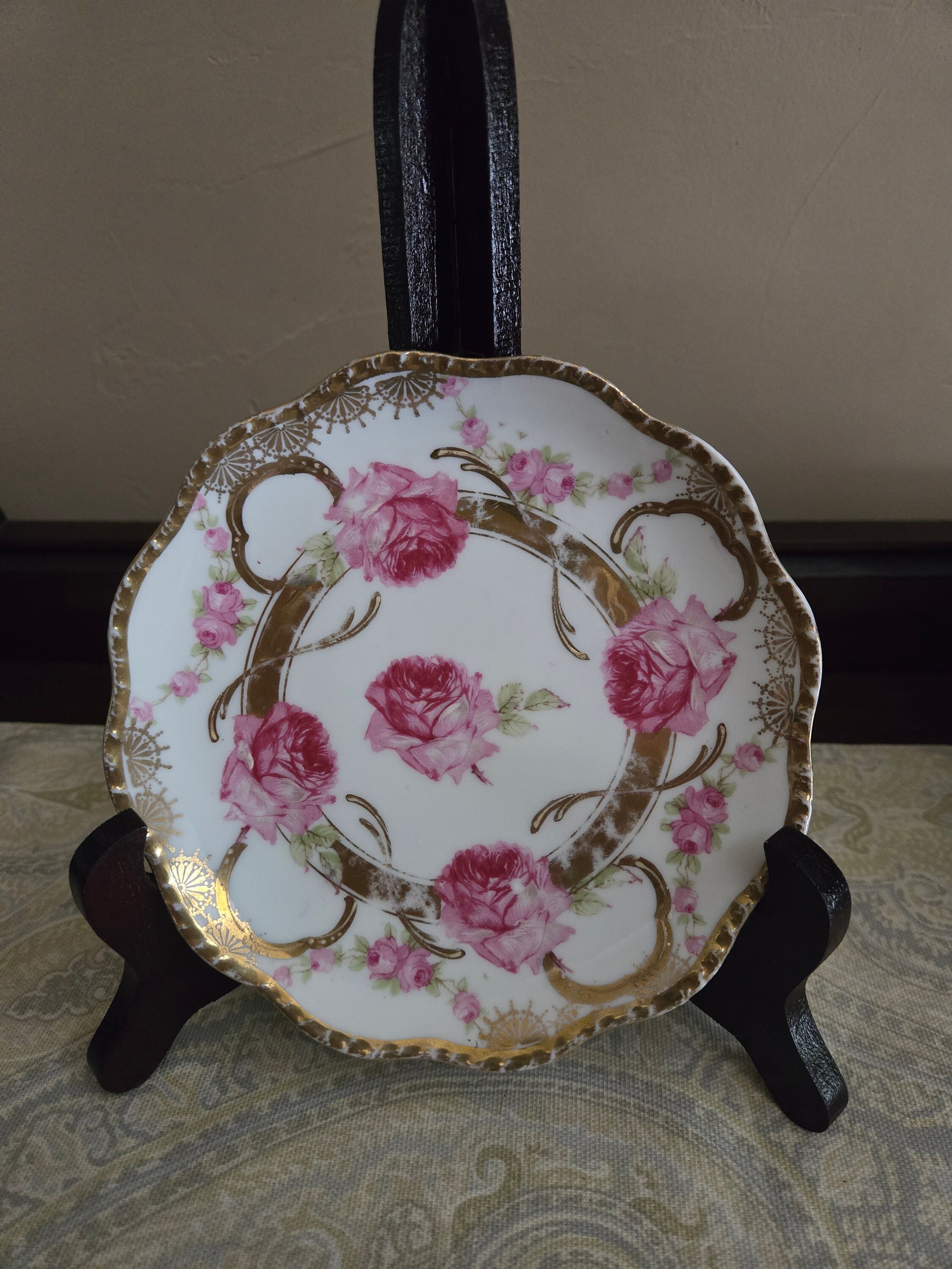 アンティーク　プレート　手描き　金彩　 薔薇　オーストリア Austrian Rose Plates - Etsy