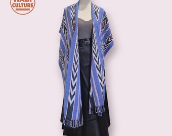 Authentisch handgefertigter Ikat Poncho | Webstuhl-gewebtes Ifugao Wrap | Freie Größe | Traditioneller philippinischer Ikat Schal | Ethisches Handwerkergewebe