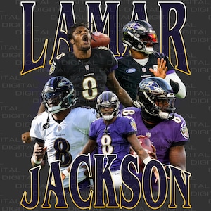 Lamar Jackson | Diseño de Baltimore | Diseño Digital | Diseño de camiseta de fútbol | Póster | Diseño de camiseta