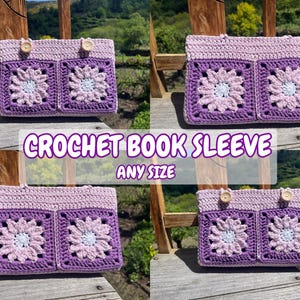 CROCHET PDF PATTERN (english), crochet book sleeve, crochet book cover, book protector, granny squares, crochet tutorial, written tutorial