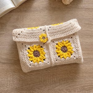 CROCHET PDF PATTERN (english), crochet book sleeve, crochet book cover, book protector, granny squares, crochet tutorial, written tutorial