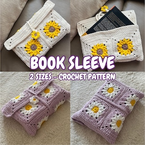CROCHET PDF PATTERN (english), crochet book sleeve, crochet book cover, book protector, granny squares, crochet tutorial, written tutorial