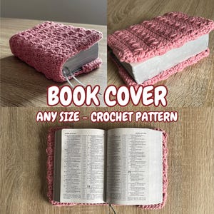 CROCHET PDF PATTERN (english), crochet book cover, any book size, written tutorial, book sleeve, bible cover,  digital pattern