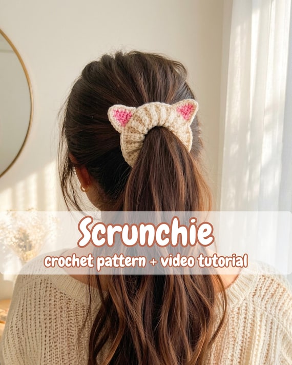 CROCHET PATTERN & VIDEO, Scrunchie Crochet Pattern, Crochet Hair Tie, Easy Hair Accessories, Gift For Her, Beginner-Friendly