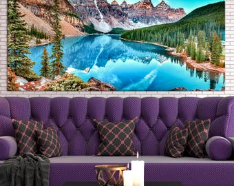 Banff National Park Canvas Wall Art | Mountain Lake Landscape Print