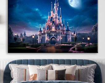 Fairy Tale Castle Canvas Wall Art | Princess Kids Room Decor