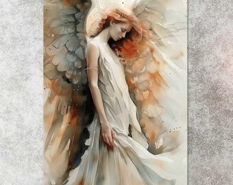 Guardian Angel Canvas Wall Art | Modern Angelic Print | Modern Faith-Inspired Decor