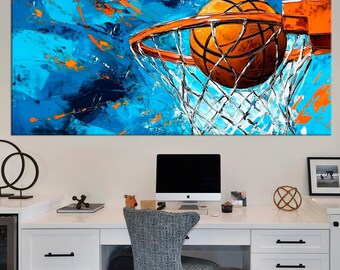 Basketball Canvas Wall Art | Sports Game Room Decor | Modern Athletic Wall Print