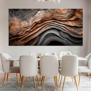 Abstract Waves Canvas Wall Art | Rustic wall decor | Large Living Room Print
