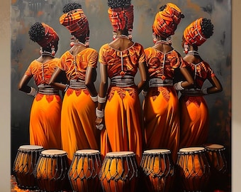 African Women Canvas Wall Art | Elegant Ethnic Home Decor | Cultural Living Room Print