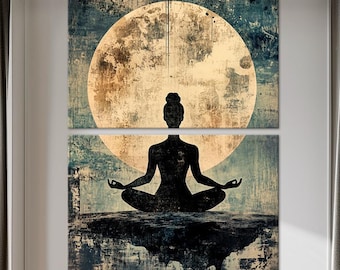 Yoga Lotus Pose Canvas Wall Art | Mindfulness Print | Tranquil Meditation Decor